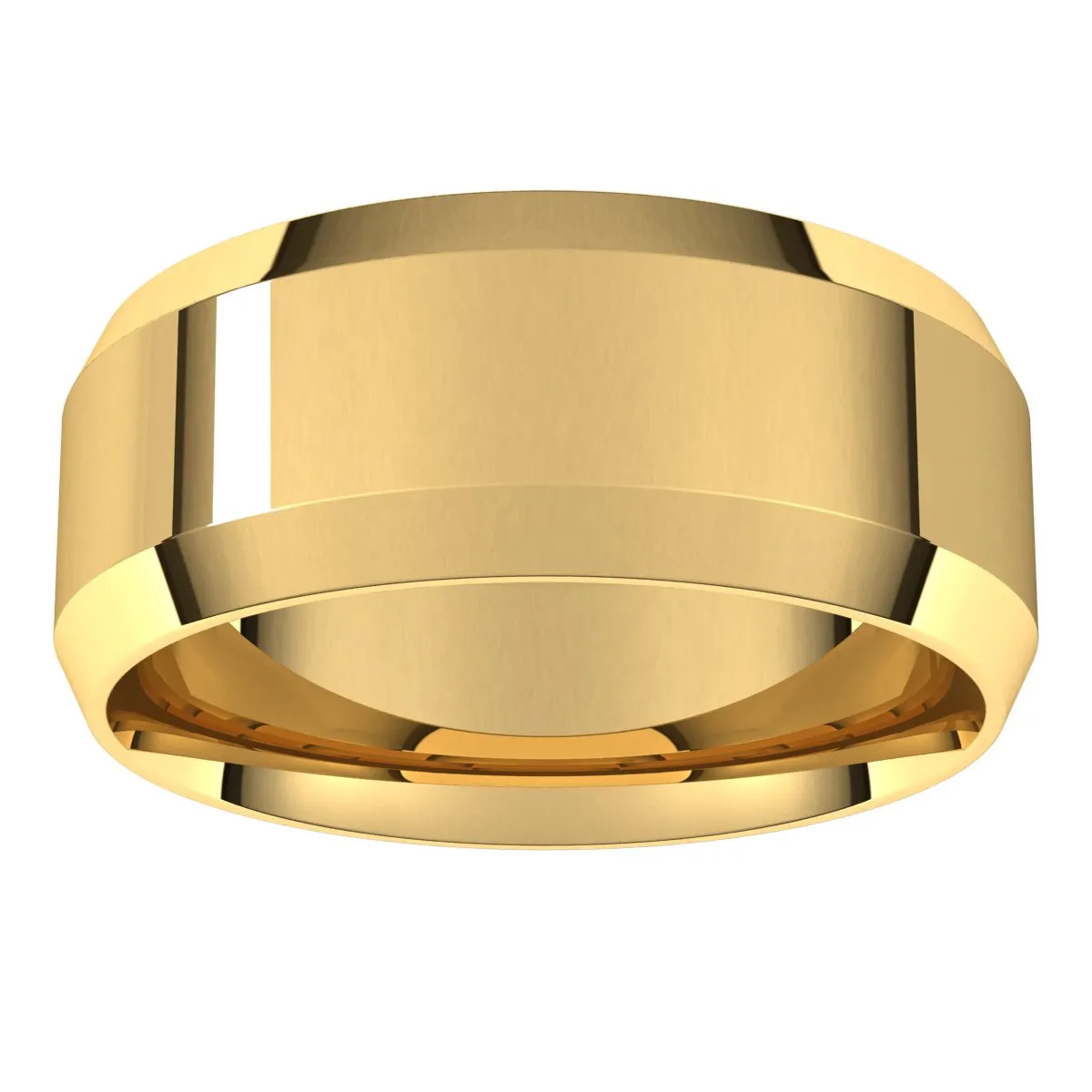 18K Yellow 8 mm Beveled Edge Comfort Fit Light Band