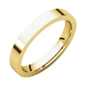 18k Yellow Gold 3mm Flat Comfort Fit Band, Size 6