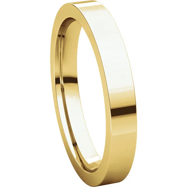 18k Yellow Gold 3mm Flat Comfort Fit Band, Size 6