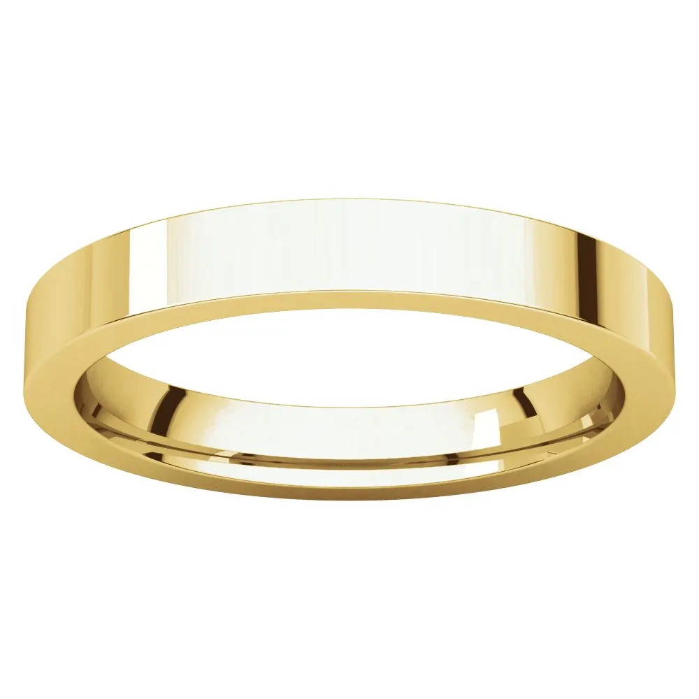 18k Yellow Gold 3mm Flat Comfort Fit Band, Size 6