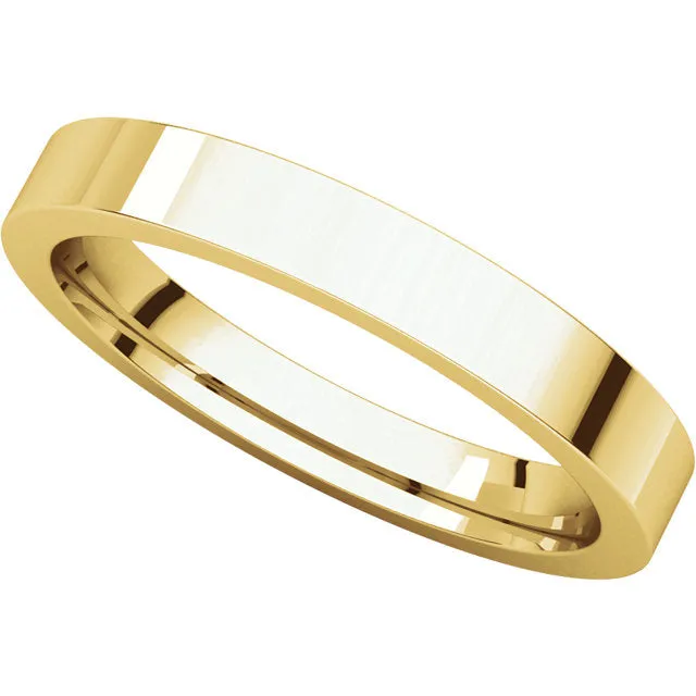 18k Yellow Gold 3mm Flat Comfort Fit Band, Size 6