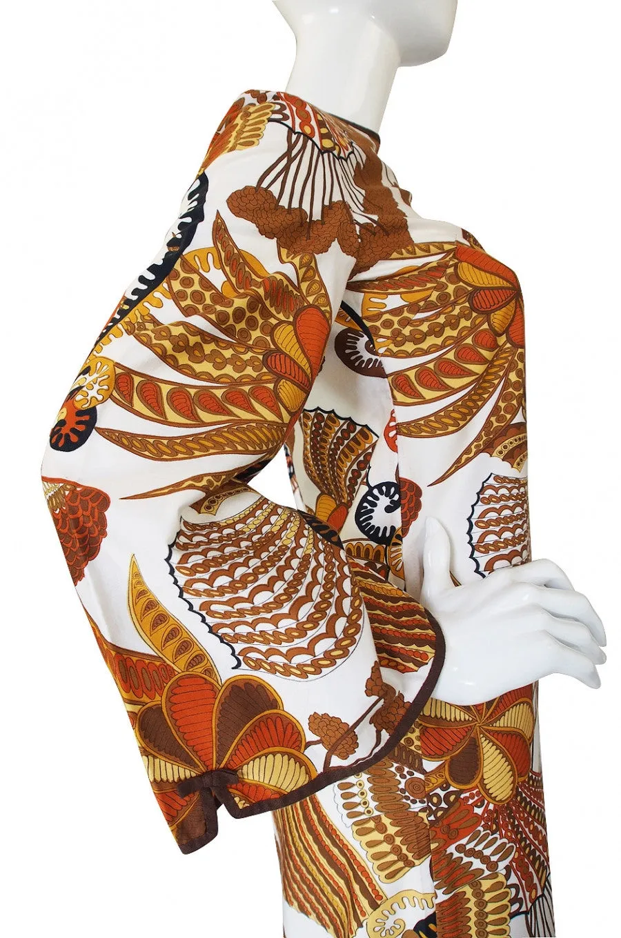 1970s Jean Allen Printed Caftan Maxi
