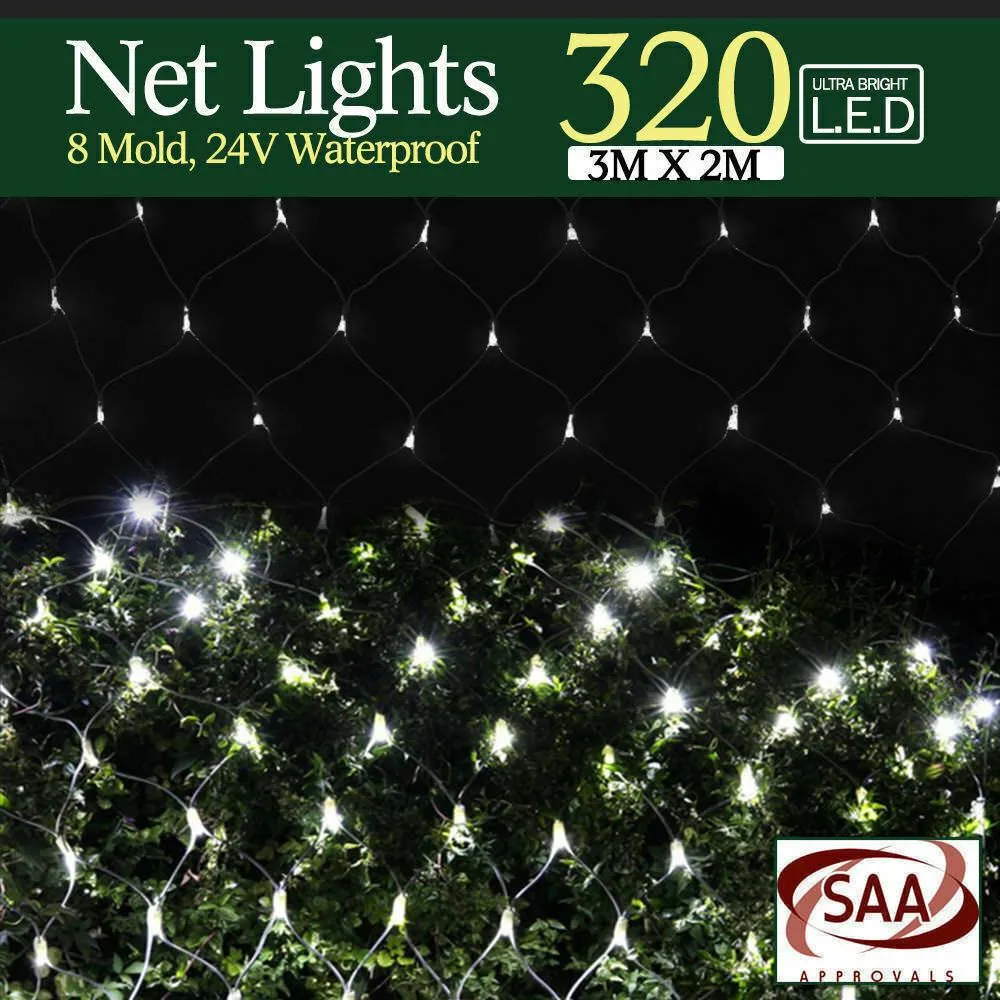 320LED Fairy Lights Net Mesh Curtain Cool White