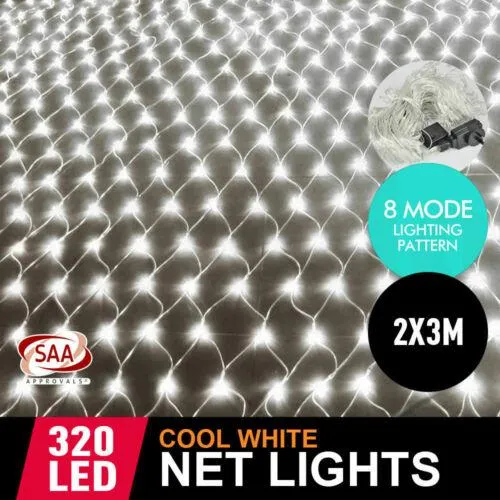 320LED Fairy Lights Net Mesh Curtain Multi Colour
