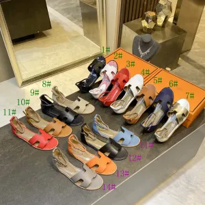 34-42 leather flats sandals fashion outwear shoes women 2023 14 colors high quality