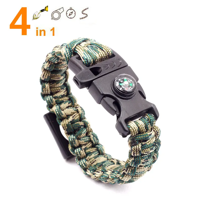 4 in 1 Unisex Survival Wristband Bracelet Paracord