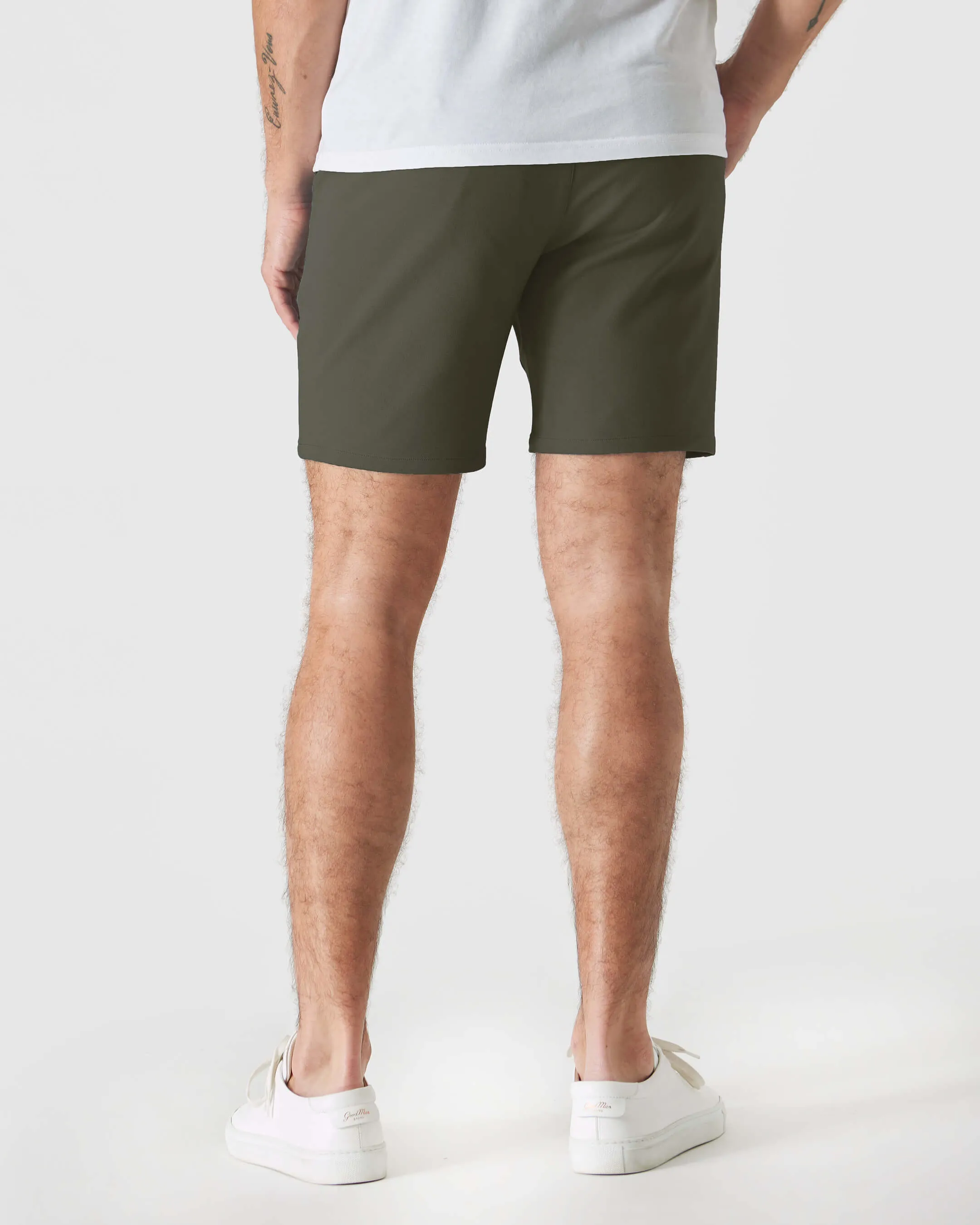7" Military Green Comfort Knit Chino Shorts