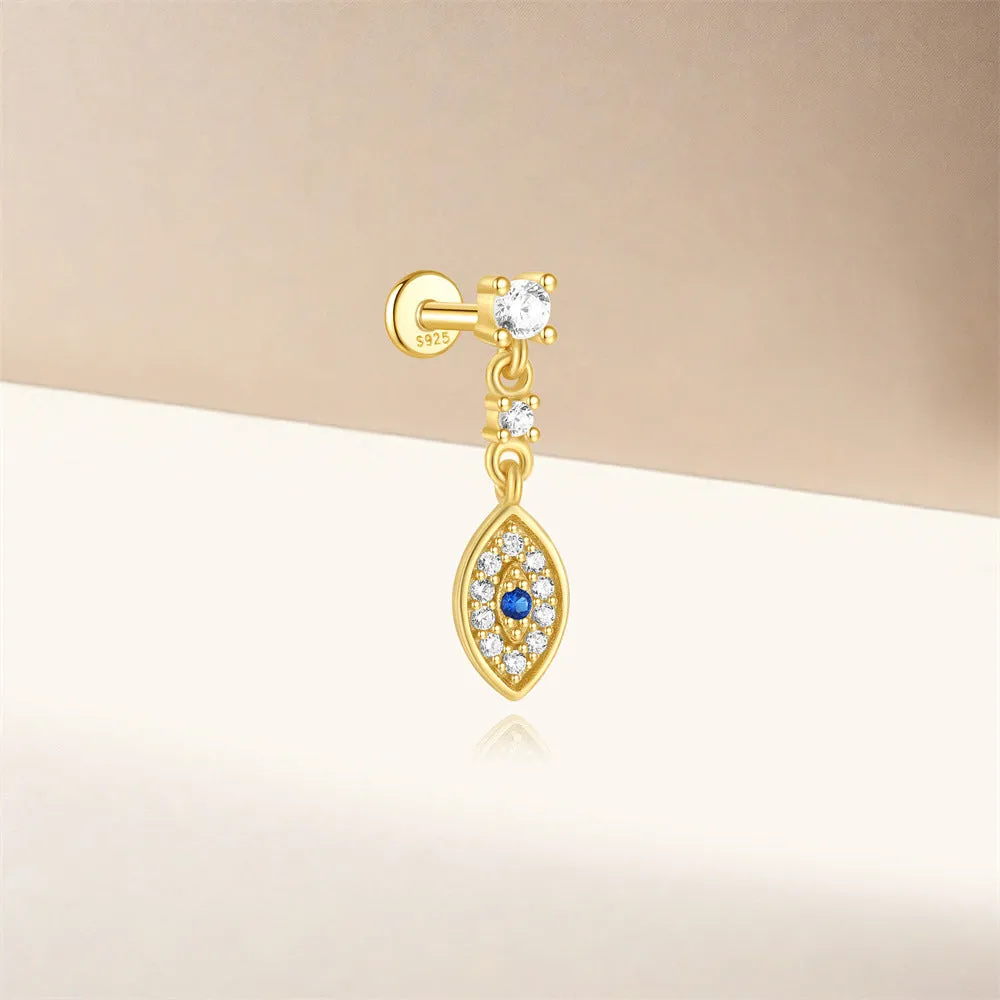 925 Silver Demon Eye Flat Back Earrings