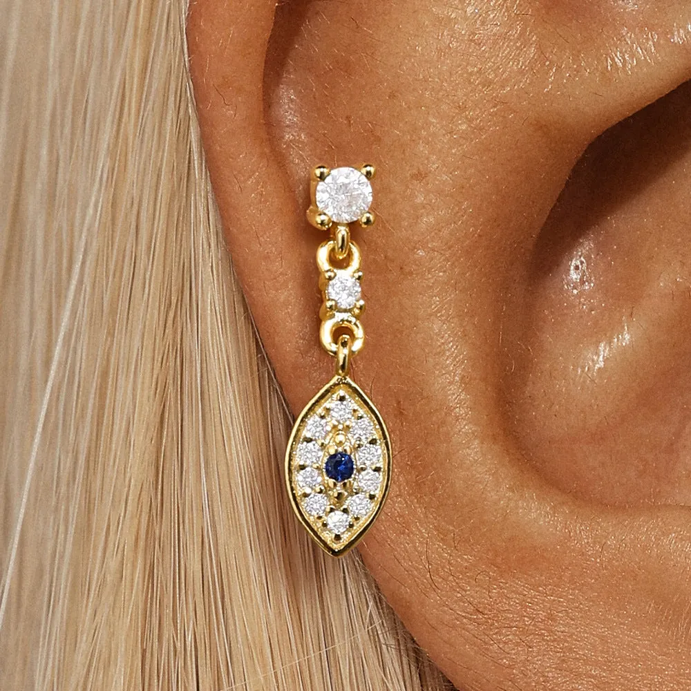 925 Silver Demon Eye Flat Back Earrings