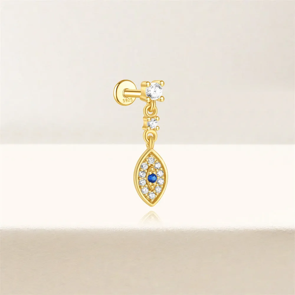 925 Silver Demon Eye Flat Back Earrings