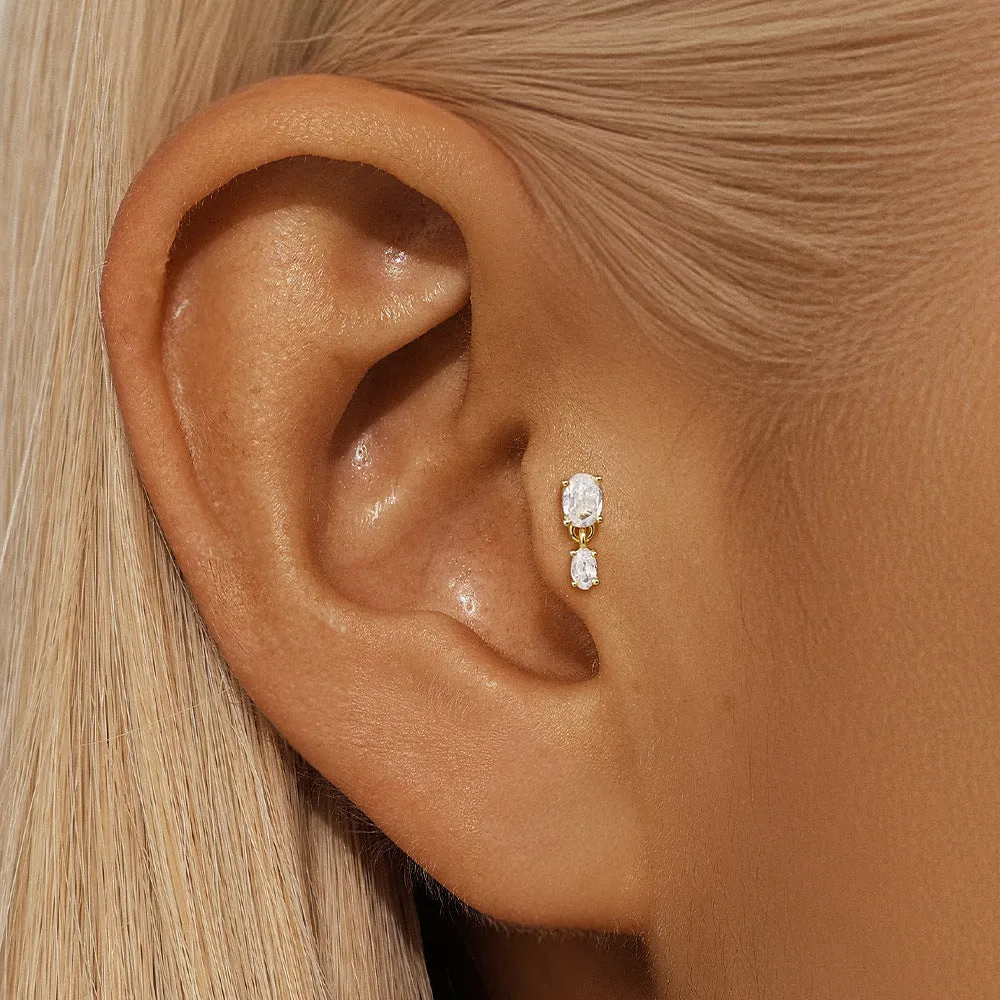 925 Silver Double Round CZ Diamond Flat Back Earrings