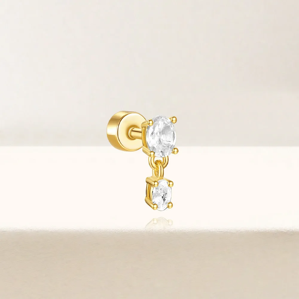 925 Silver Double Round CZ Diamond Flat Back Earrings