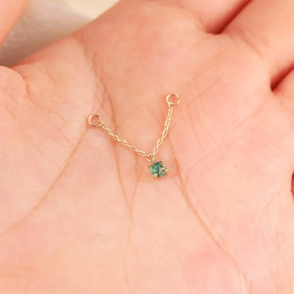 925 Silver Natural Claw Moss Agate Flat Back Earrings