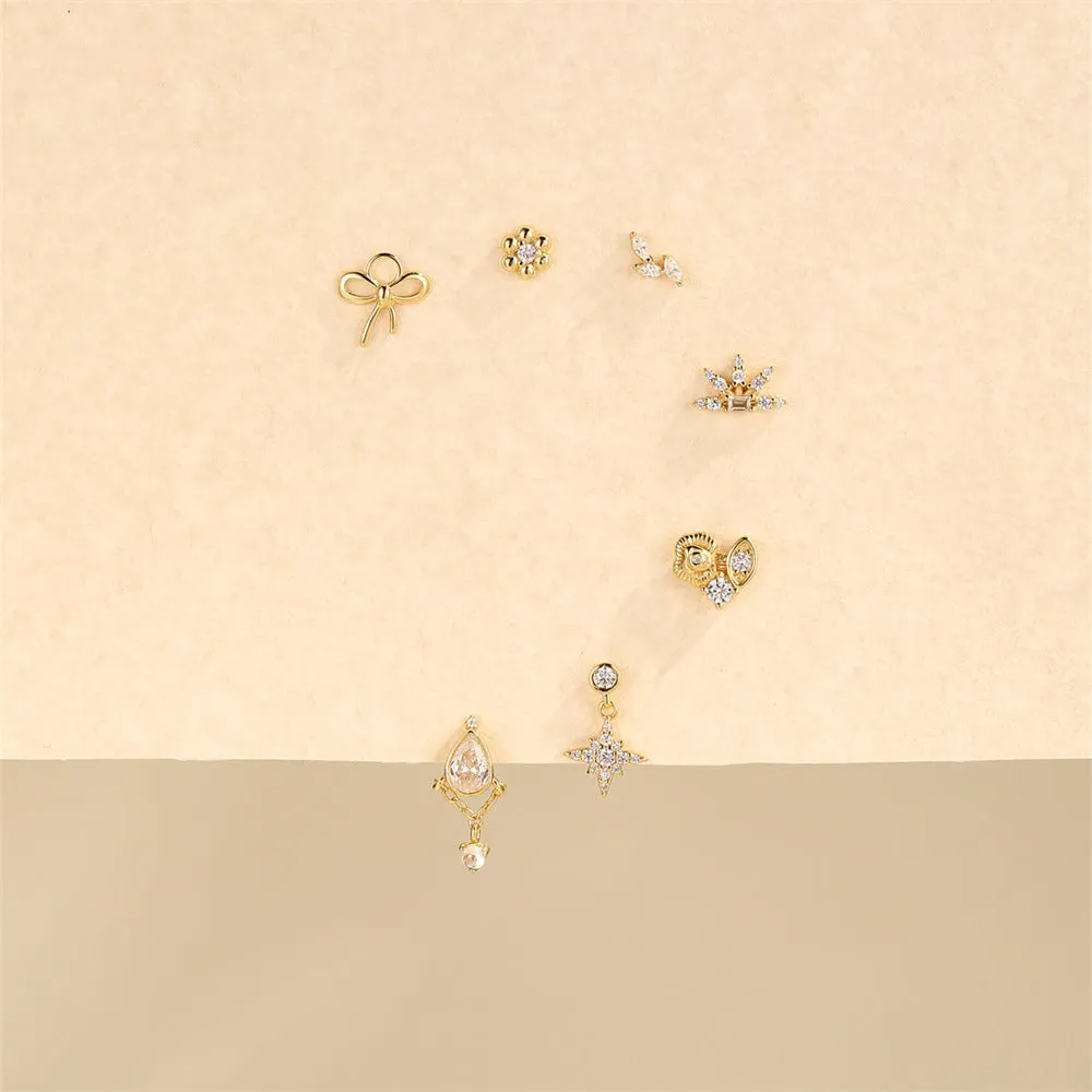 925 Silver Polished Bow Flat Back Earrings