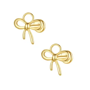 925 Silver Polished Bow Flat Back Earrings