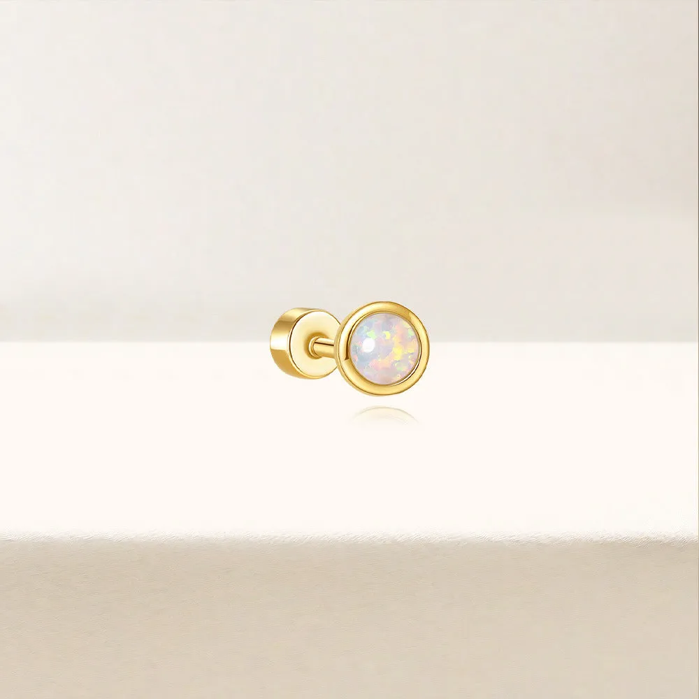 925 Silver Round Opal Flat Back Earrings