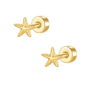 925 Silver Starfish Flat Back Earrings