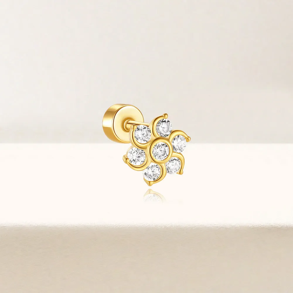 925 Silver Windmill CZ Diamond Flat Back Earrings