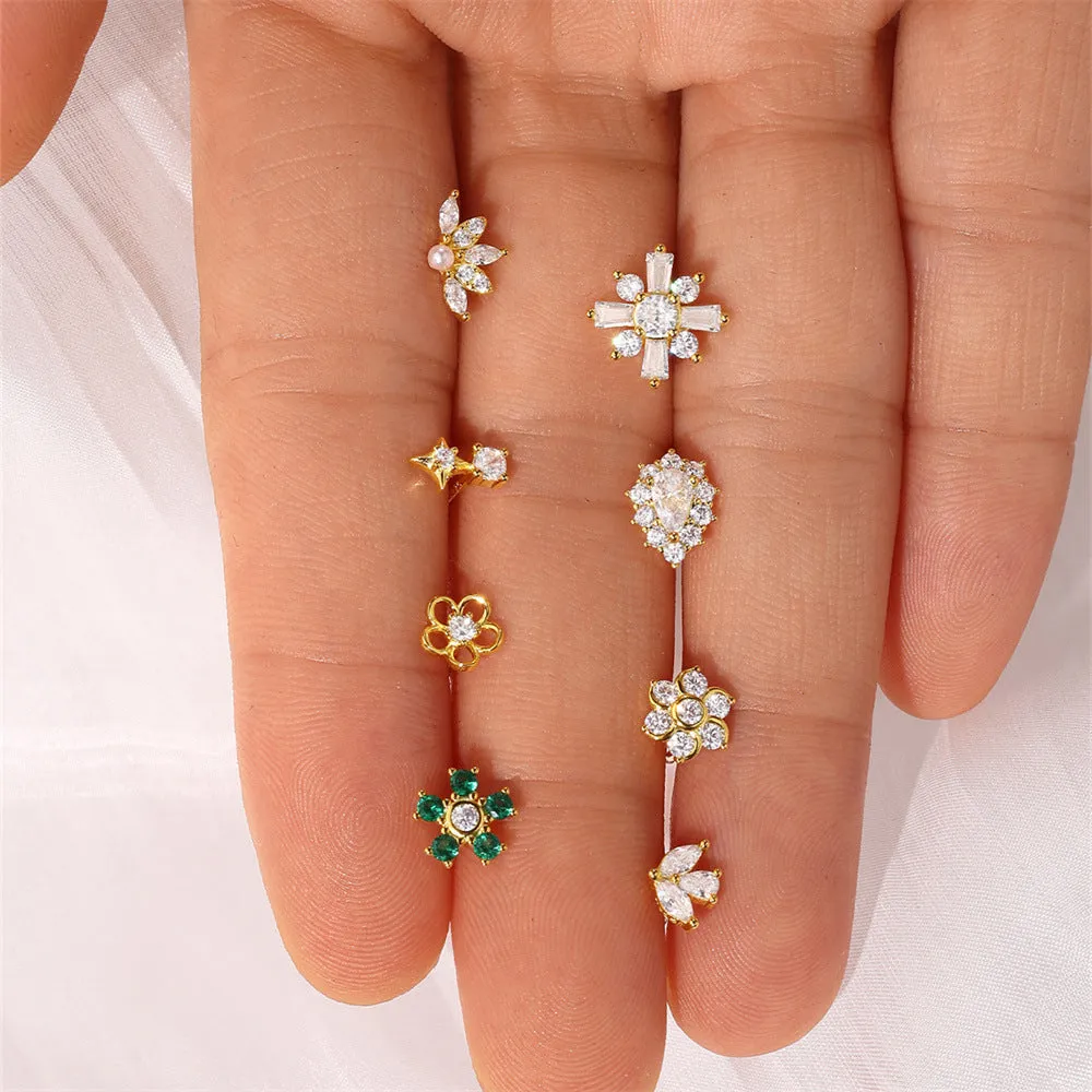 925 Silver Windmill CZ Diamond Flat Back Earrings