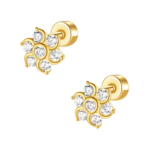 925 Silver Windmill CZ Diamond Flat Back Earrings