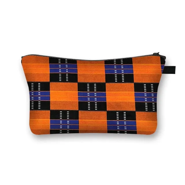 African Print Cosmetic Bag Ladies Makeup Bags Fashion Girls Cosmetic Case Portable Lipstick Storage Bags for Travel