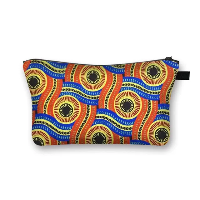 African Print Cosmetic Bag Ladies Makeup Bags Fashion Girls Cosmetic Case Portable Lipstick Storage Bags for Travel