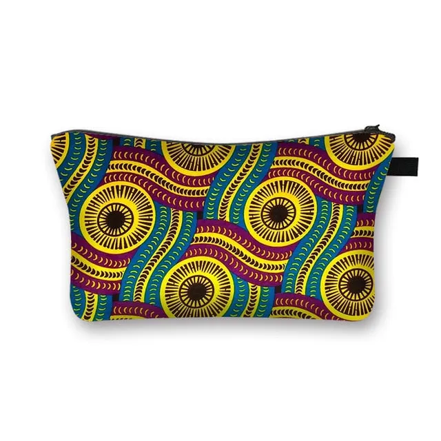 African Print Cosmetic Bag Ladies Makeup Bags Fashion Girls Cosmetic Case Portable Lipstick Storage Bags for Travel