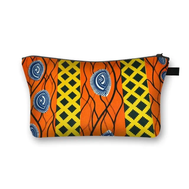 African Print Cosmetic Bag Ladies Makeup Bags Fashion Girls Cosmetic Case Portable Lipstick Storage Bags for Travel