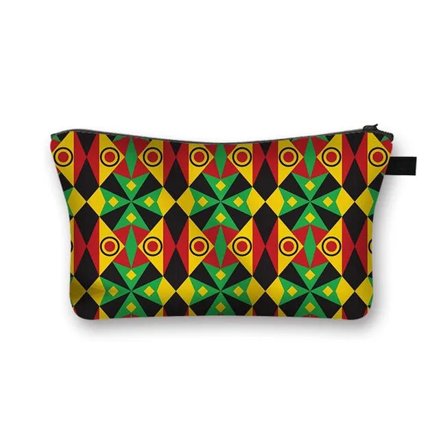 African Print Cosmetic Bag Ladies Makeup Bags Fashion Girls Cosmetic Case Portable Lipstick Storage Bags for Travel