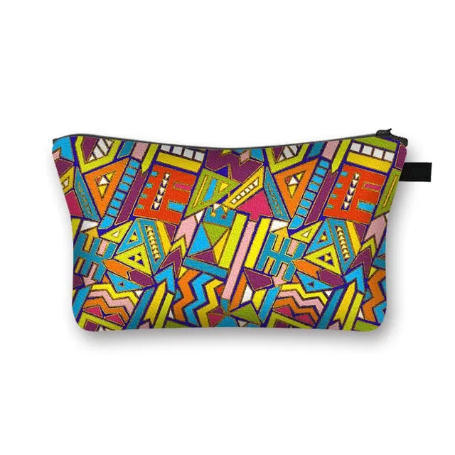 African Print Cosmetic Bag Ladies Makeup Bags Fashion Girls Cosmetic Case Portable Lipstick Storage Bags for Travel
