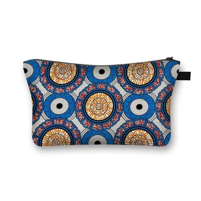 African Print Cosmetic Bag Ladies Makeup Bags Fashion Girls Cosmetic Case Portable Lipstick Storage Bags for Travel