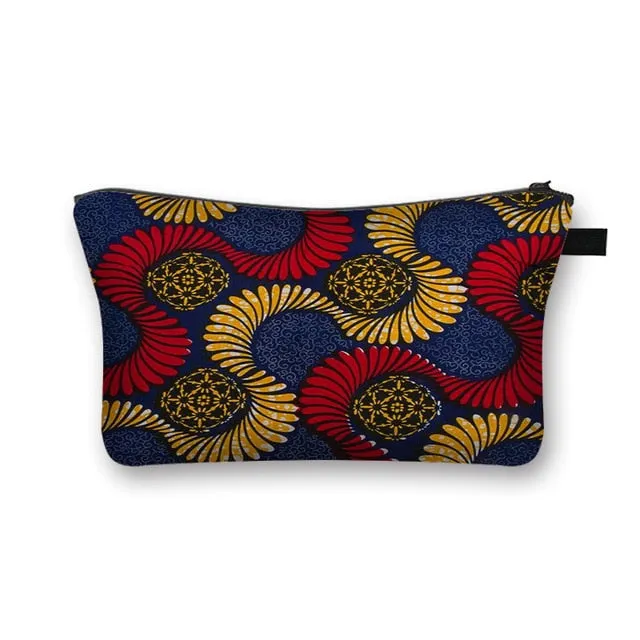 African Print Cosmetic Bag Ladies Makeup Bags Fashion Girls Cosmetic Case Portable Lipstick Storage Bags for Travel