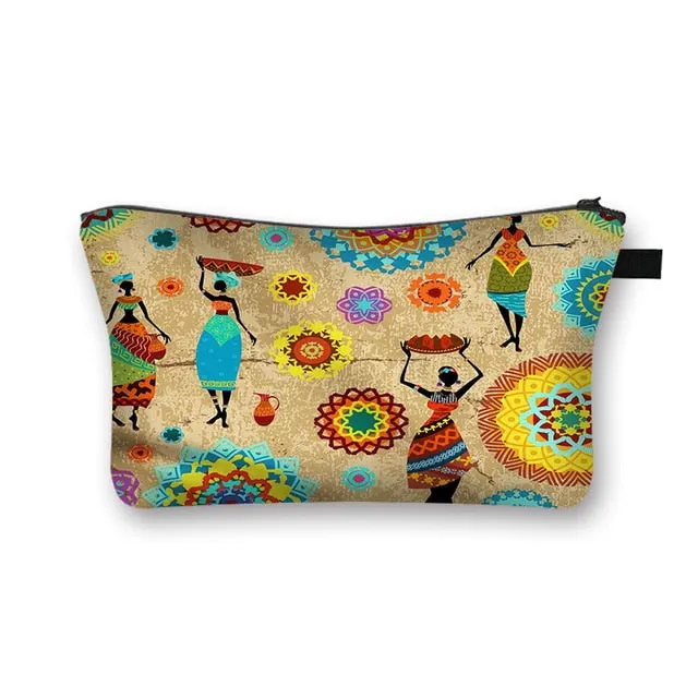 African Print Cosmetic Bag Ladies Makeup Bags Fashion Girls Cosmetic Case Portable Lipstick Storage Bags for Travel