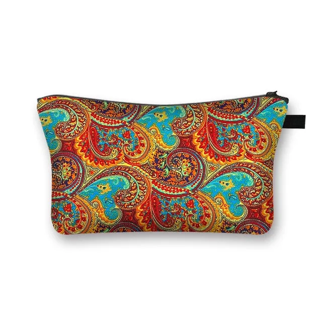 African Print Cosmetic Bag Ladies Makeup Bags Fashion Girls Cosmetic Case Portable Lipstick Storage Bags for Travel