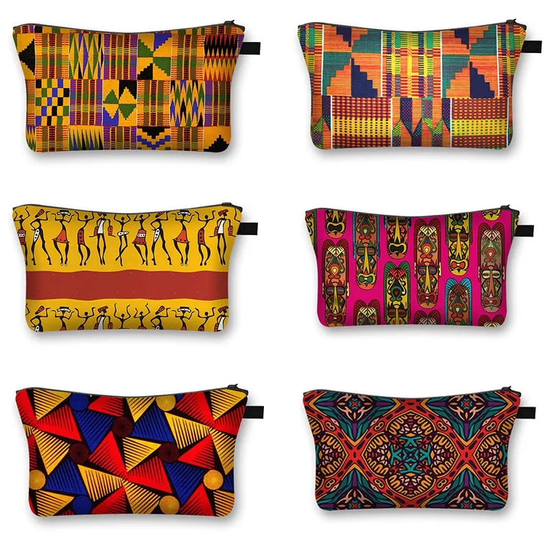 African Print Cosmetic Bag Ladies Makeup Bags Fashion Girls Cosmetic Case Portable Lipstick Storage Bags for Travel