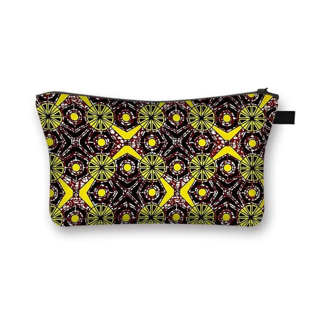 African Print Cosmetic Bag Ladies Makeup Bags Fashion Girls Cosmetic Case Portable Lipstick Storage Bags for Travel