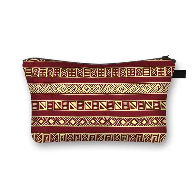 African Print Cosmetic Bag Ladies Makeup Bags Fashion Girls Cosmetic Case Portable Lipstick Storage Bags for Travel