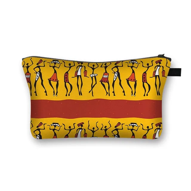 African Print Cosmetic Bag Ladies Makeup Bags Fashion Girls Cosmetic Case Portable Lipstick Storage Bags for Travel