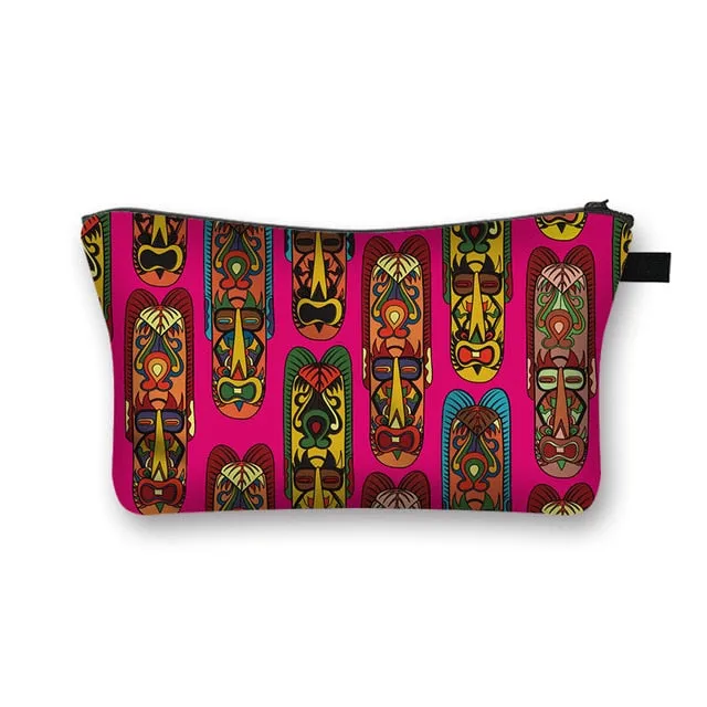 African Print Cosmetic Bag Ladies Makeup Bags Fashion Girls Cosmetic Case Portable Lipstick Storage Bags for Travel