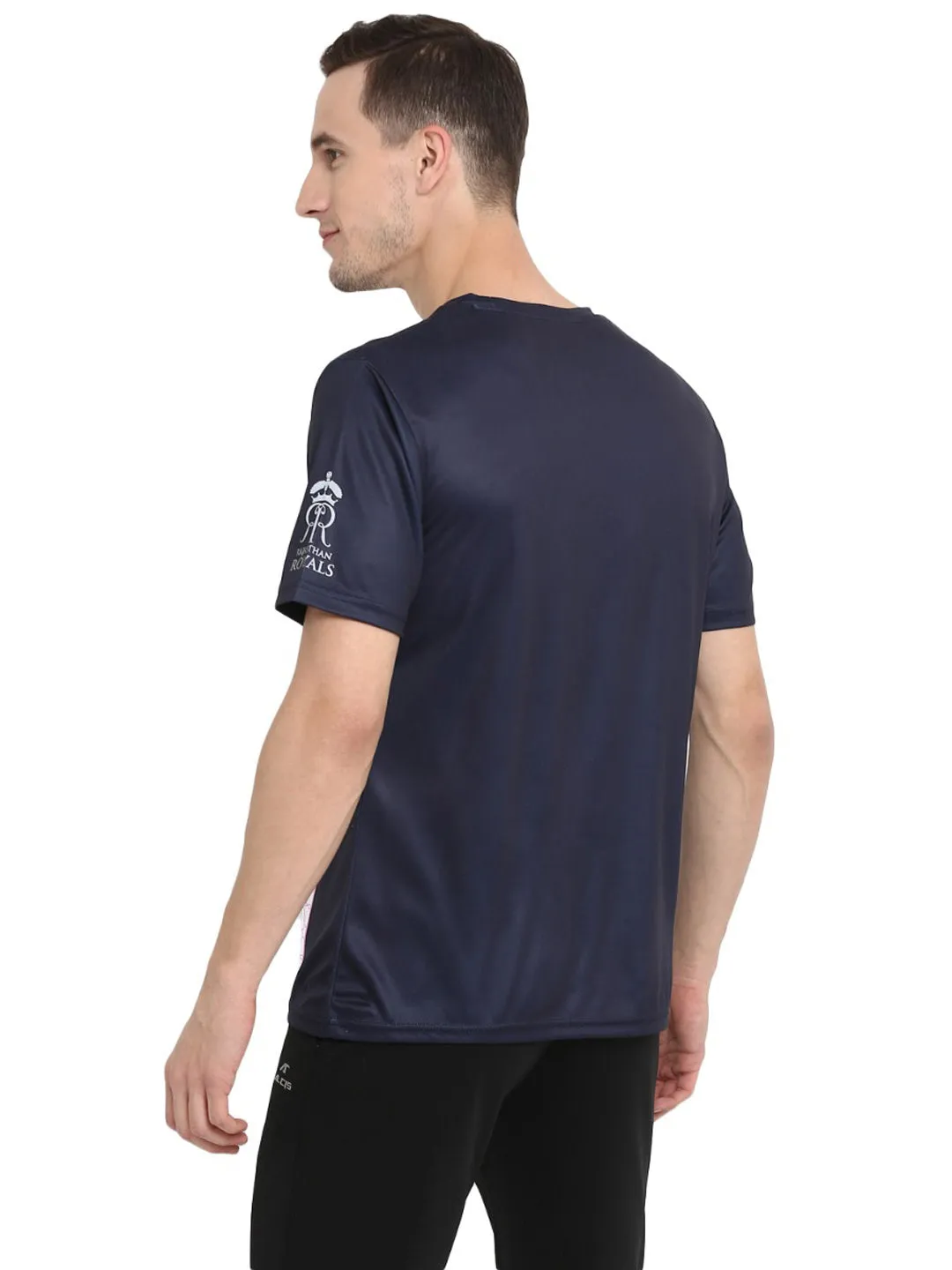 Alcis Men Rajasthan Royals Blue Printed Round Neck T-shirt