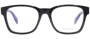Alexander McQueen AM 0356O 004 Square Plastic Black Eyeglasses with Logo Stamped Demo Lenses