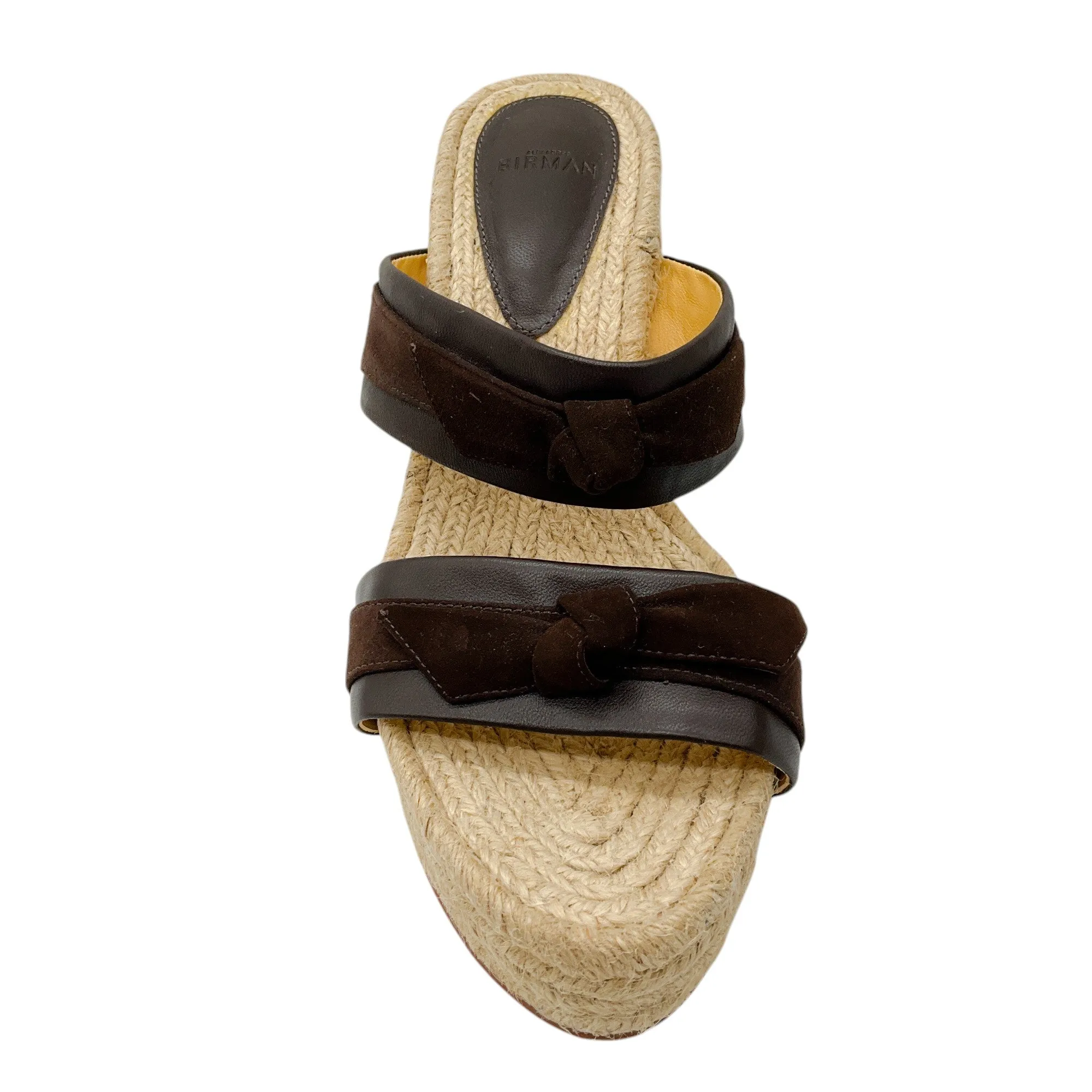 Alexandre Birman Brown Bow Detail Suede Espadrille Wedge Sandals