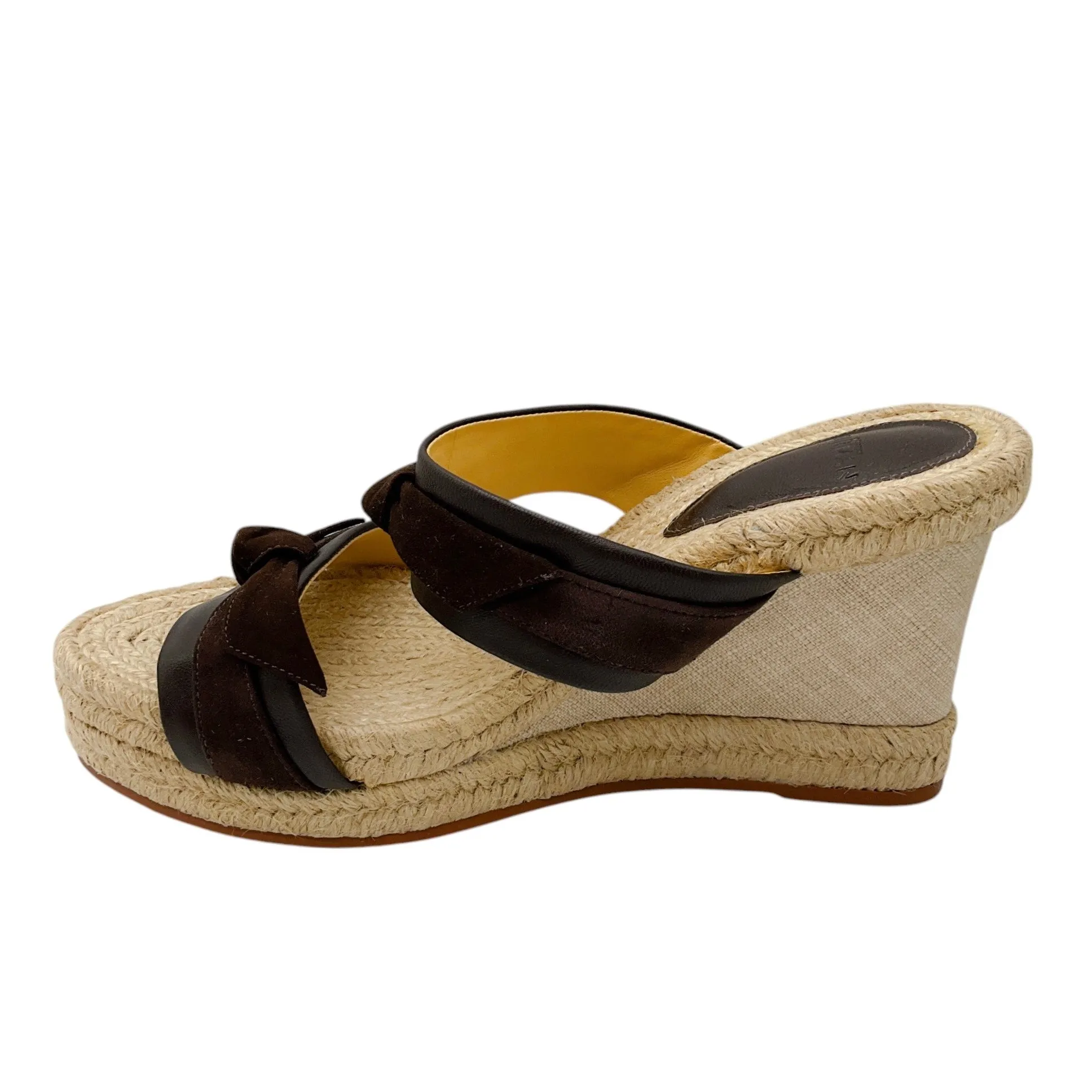 Alexandre Birman Brown Bow Detail Suede Espadrille Wedge Sandals