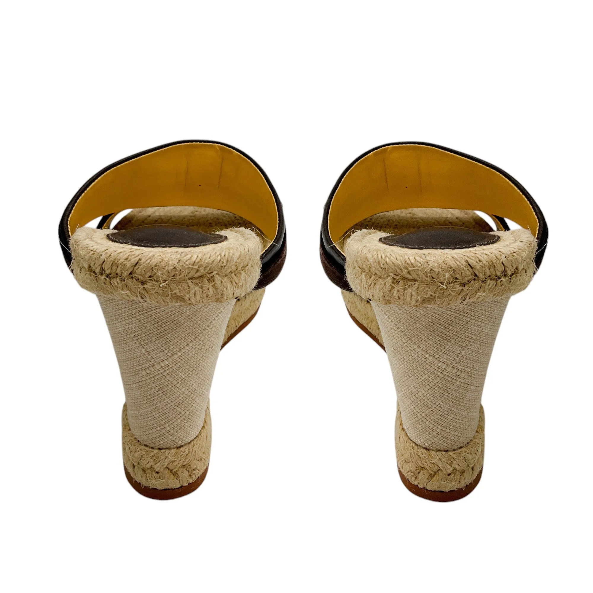Alexandre Birman Brown Bow Detail Suede Espadrille Wedge Sandals