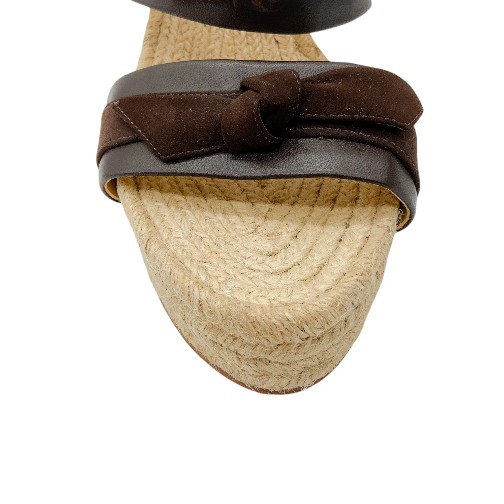 Alexandre Birman Brown Bow Detail Suede Espadrille Wedge Sandals