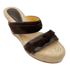 Alexandre Birman Brown Bow Detail Suede Espadrille Wedge Sandals