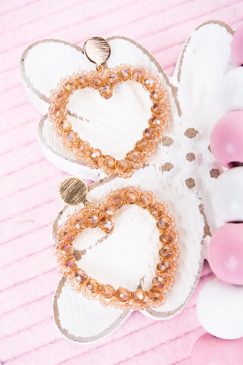 All My Heart Champagne Beaded Goldtone Earrings