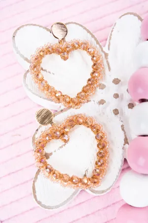 All My Heart Champagne Beaded Goldtone Earrings