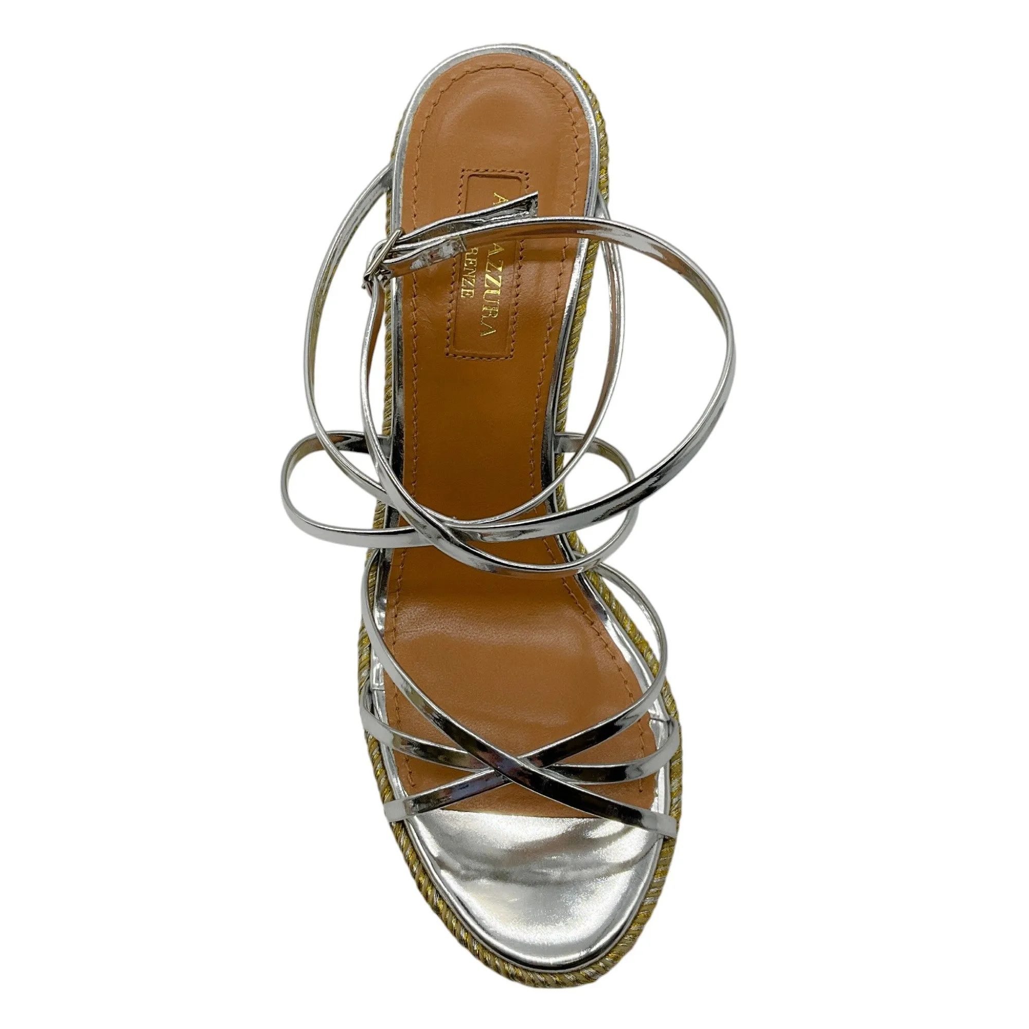 Aquazzura Silver / Gold Metallic Espadrille Wedge Sandals