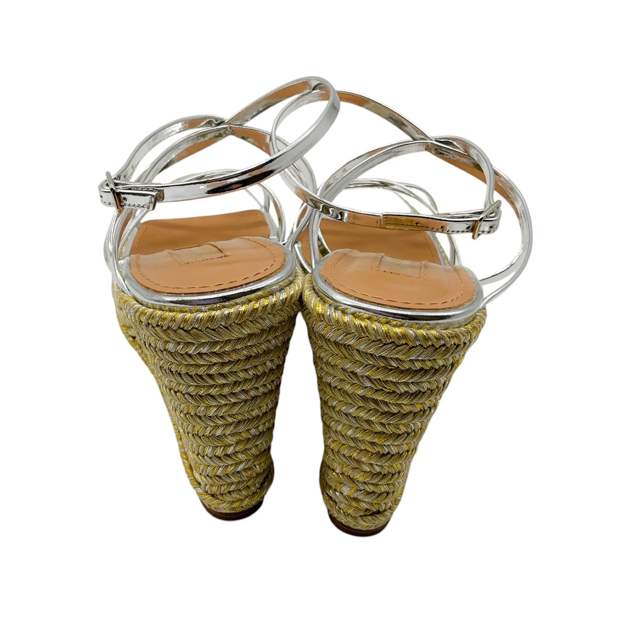 Aquazzura Silver / Gold Metallic Espadrille Wedge Sandals